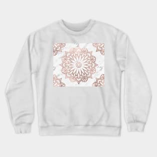 Marble mandala - floral rose gold on white Crewneck Sweatshirt